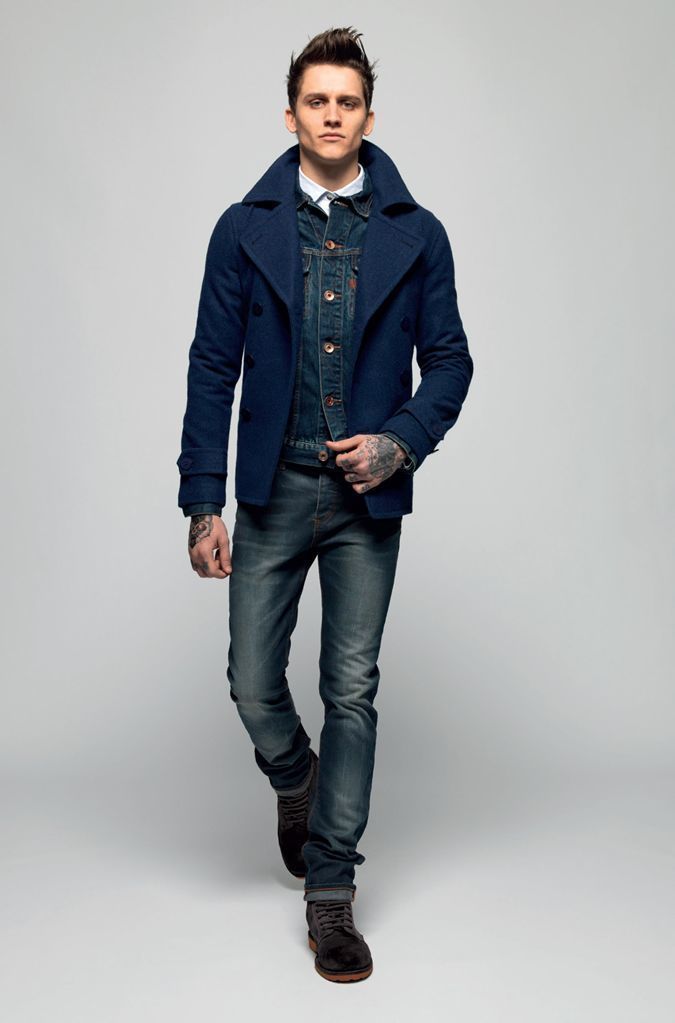 Navy Blue London Men S Fashion Wool Pea Coat - Tradingbasis