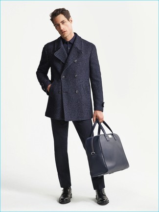Slim Fit Wool And Cashmere Blend Peacoat