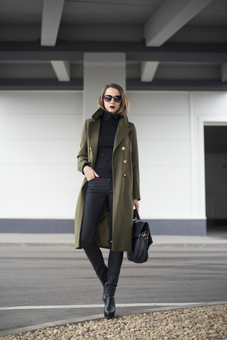 Asos Collection Pea Coat In Oversized, Olive Green Peacoat Outfit