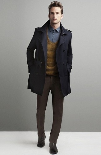 Classic Peacoat With Knit Bib Lining
