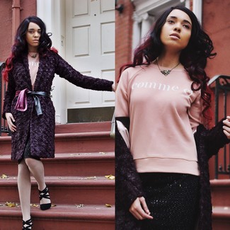Dark Purple Coat Outfits For Women: 