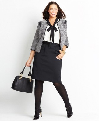 Grey Open Jacket Outfits For Women: 