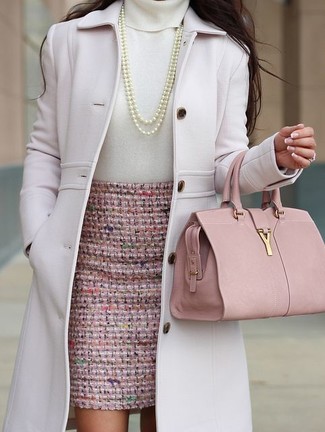 Hot Pink Leather Satchel Bag Outfits: 