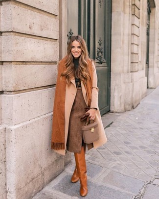 Brown Leather Gloves Outfits For Women: 