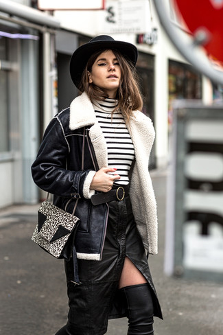 White and Black Leopard Leather Crossbody Bag Outfits: 