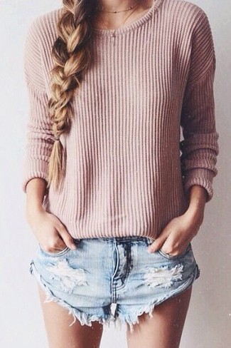 Open Knit Crew Neck Sweater