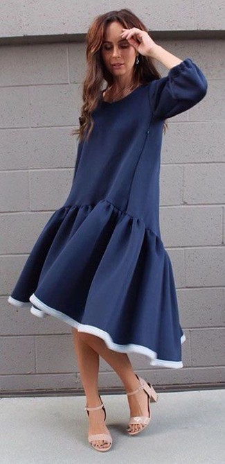 Navy Midi Dress Outfits: 