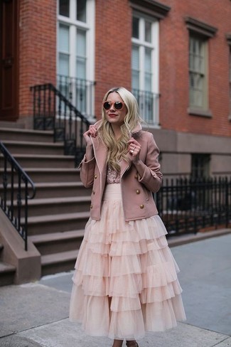 Pink Pea Coat Outfits For Women: 