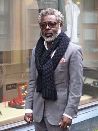 Black Knit Scarf Outfits For Men After 40: 