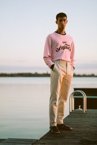 Pink Embroidered Long Sleeve T Shirt