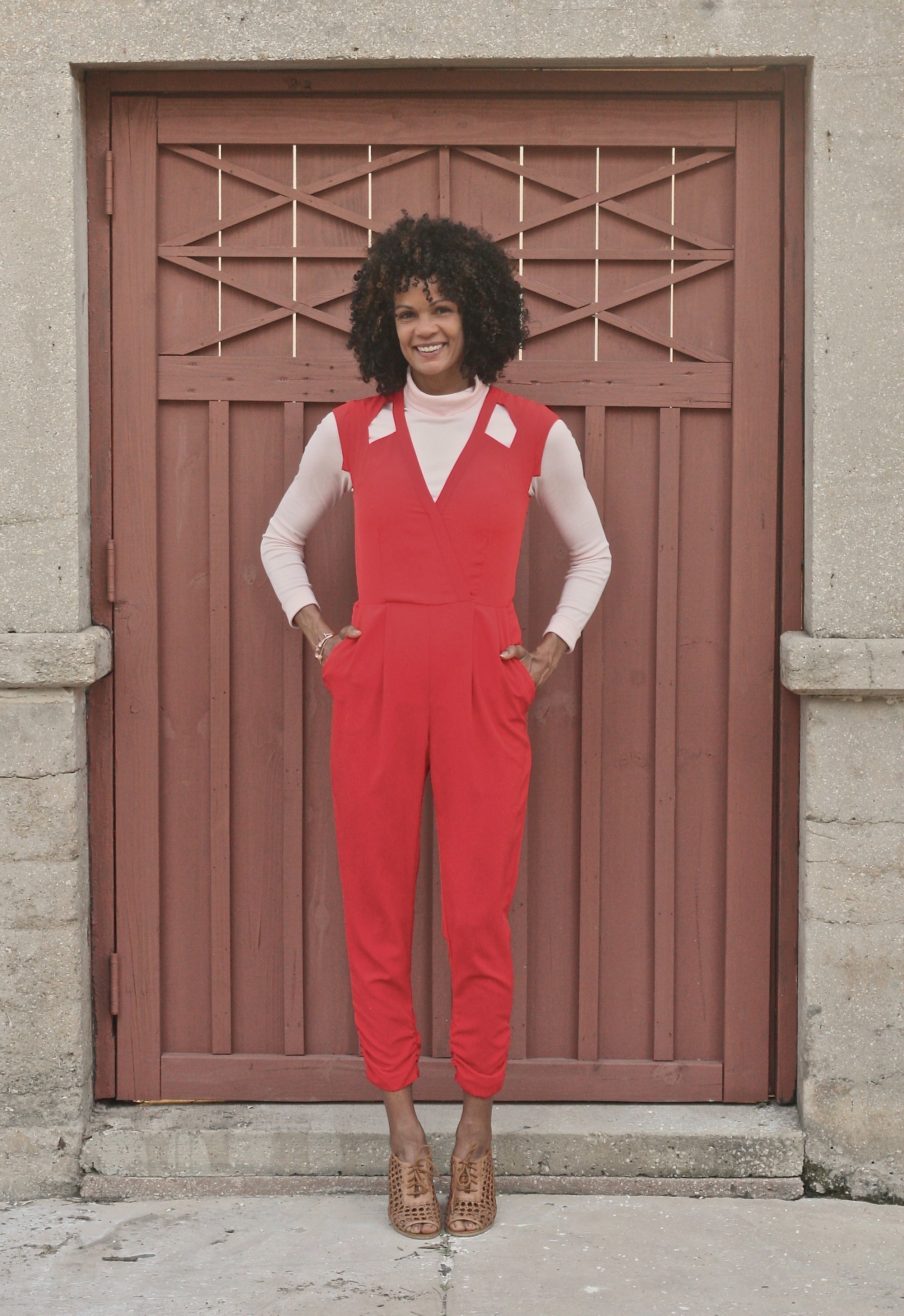 Red turtleneck sale jumpsuit