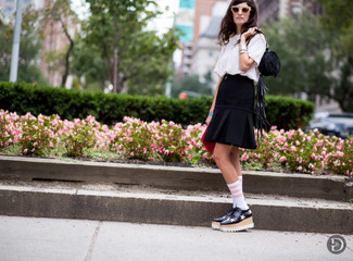 Black and White Leather Platform Loafers Outfits: 