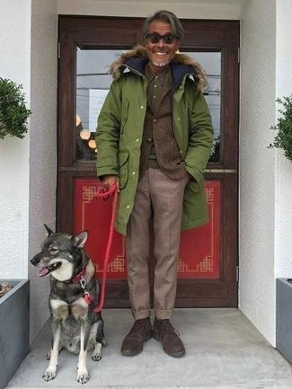 Green Parka Outfits For Men: 