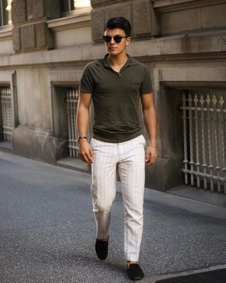 Vertical Striped Pants with Black Shoes Hot Weather Outfits For Men (28 ...