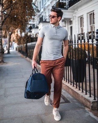 Leather Trimmed Canvas Holdall