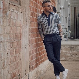 Bevæger sig ikke spændende inch Grey Vertical Striped Polo Outfits For Men (2 ideas & outfits) | Lookastic