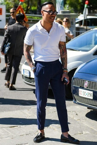 Blue Birdseye Suit Pants Slim Fit