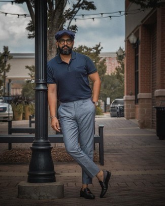 Navy Polo with Grey Dress Pants Outfits For Men (24 ideas & outfits)