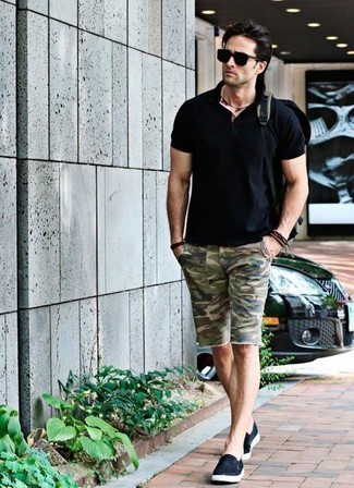 Relaxed Fit Embroidered Camouflage Shorts