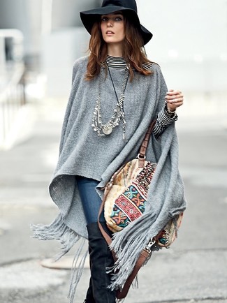 Double Face Knit Hooded Poncho