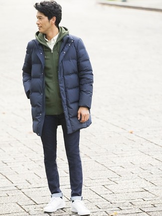 Athenes Hooded Puffer Jacket Blue