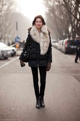 Faux Fur Trimmed Hooded Puffer Coat