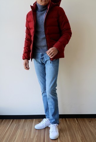 Basic Nylon Puffer Jacket Red