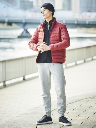 Quilted Puffer Jacket Red