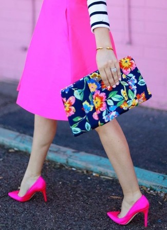 Hot Pink Satin Pumps Outfits: 