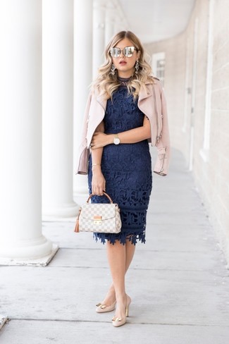 Navy Lace Bodycon Dress Outfits: 