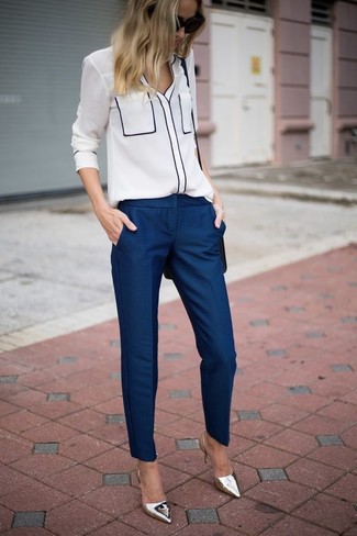 Navy Dress Pants Outfits For Women: 
