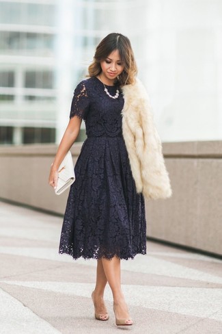 Black Lace Fit and Flare Dress Outfits: 