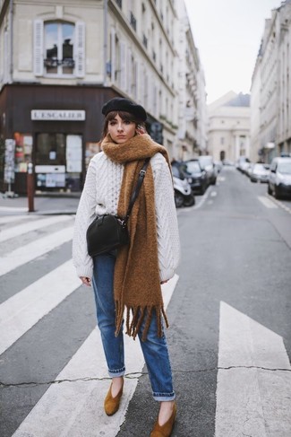 White Knit Oversized Sweater Smart Casual Outfits: 