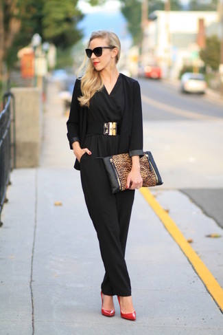 Black and Gold Elastic Waist Belt Outfits: 
