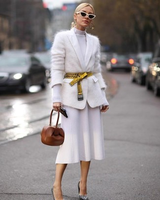 White Knit Sheath Dress Outfits: 