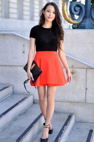 Red Skater Skirt Outfits: 