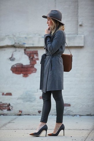 Charcoal Suede Pumps Outfits: 