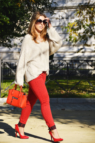 Red Leather Handbag Outfits: 