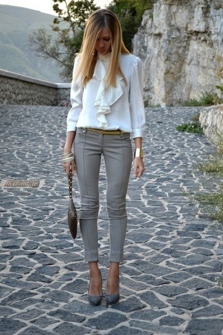 Yellow Leather Belt Outfits For Women: 