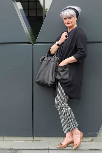 Black Houndstooth Skinny Pants Outfits: 