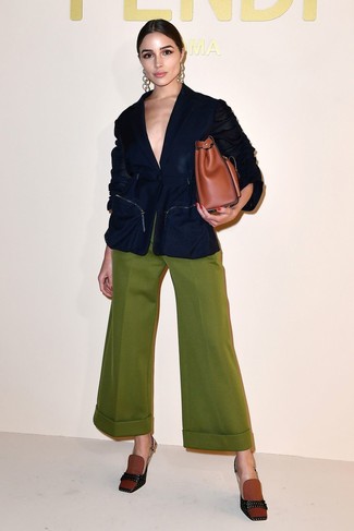 Olive Wide Leg Pants Outfits: 