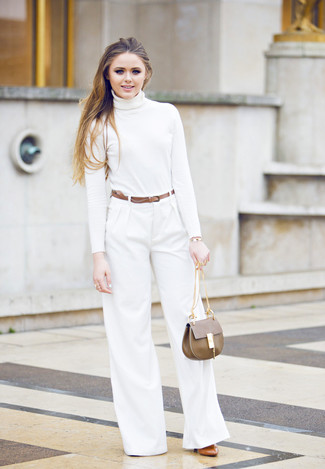 White Turtleneck Dressy Outfits For Women: 