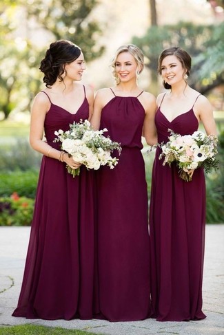 Dark Purple Evening Dress Outfits: A dark purple evening dress? This ensemble will turn every head in the proximity.