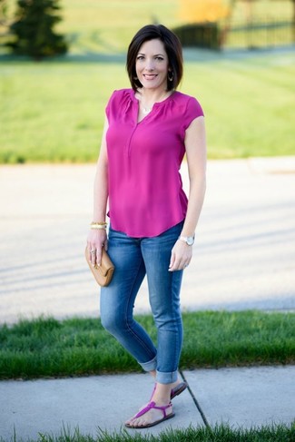 Hot Pink Sleeveless Top Outfits: 