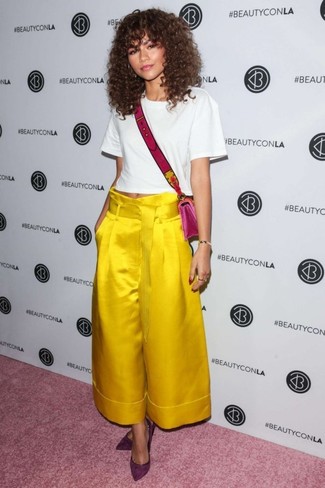 Yellow Culottes Outfits: 