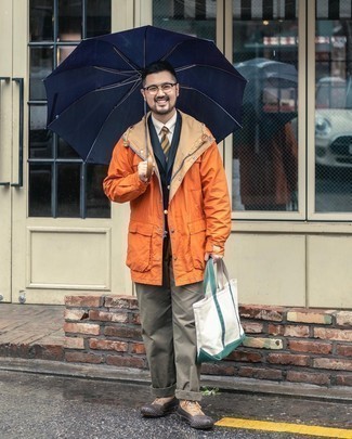 Contrast Zip Rain Coat