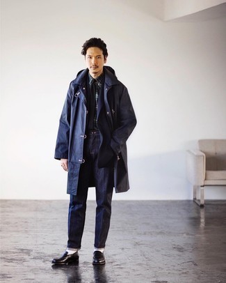 Navy Showerproof Mac Coat