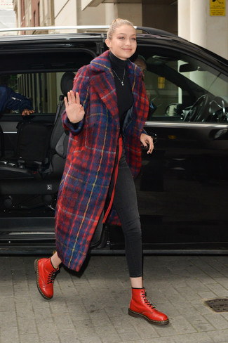 Panelled Checked Coat