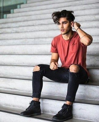 mens black ripped jeans outfit