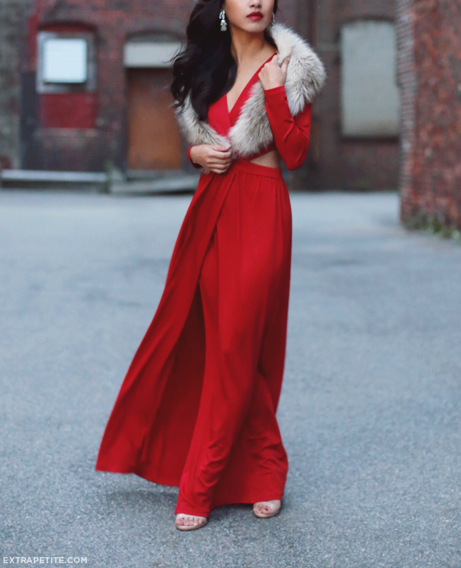 Red sale evening wrap